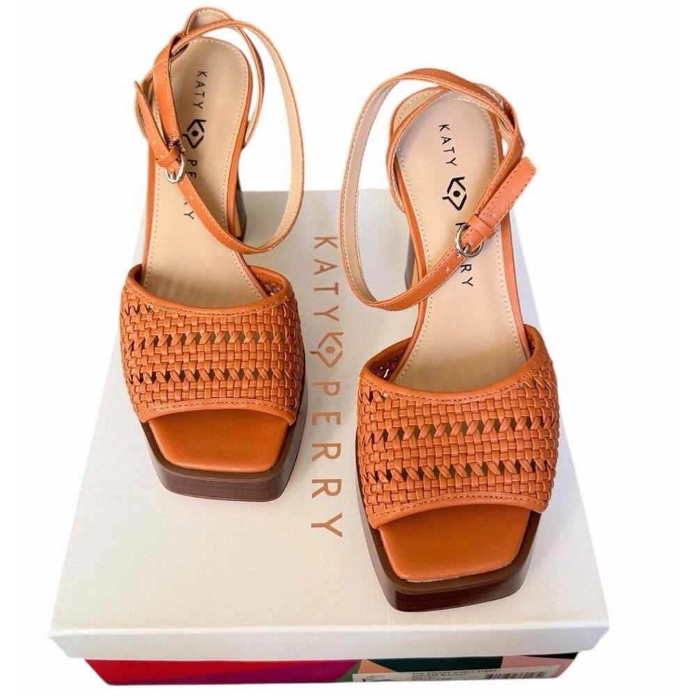 Katy Perry The Steady Ginger Biscuit Woven Platform Heels Ankle Strap Sandal 8.5 - Picture 3 of 14